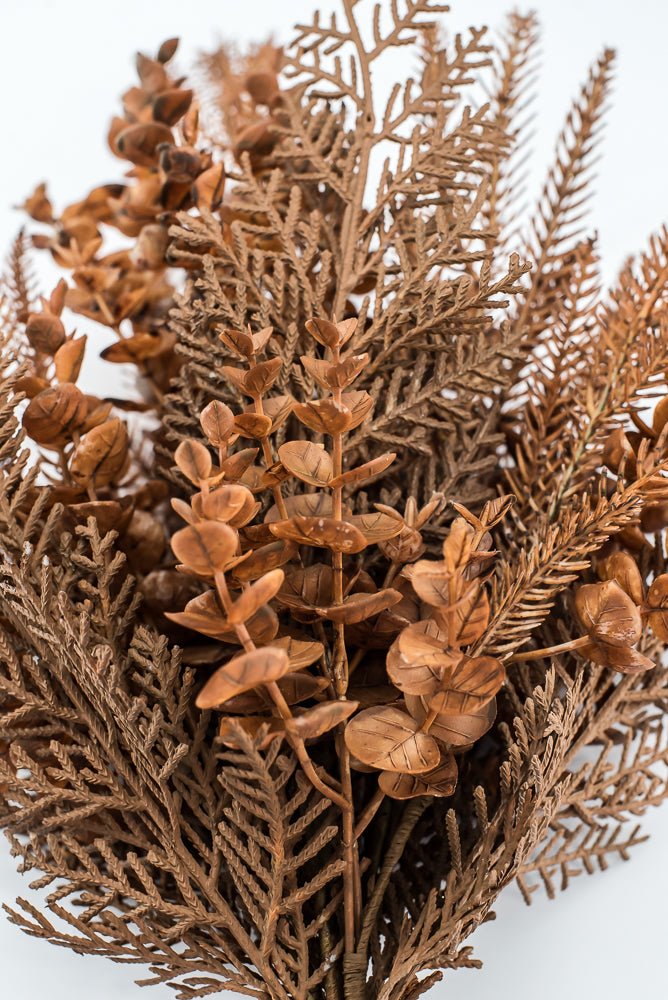 Artificial Brown Mixed Leaf & Eucalyptus Bush - 22" - Greenery MarketArtificial Flora32301-BRN