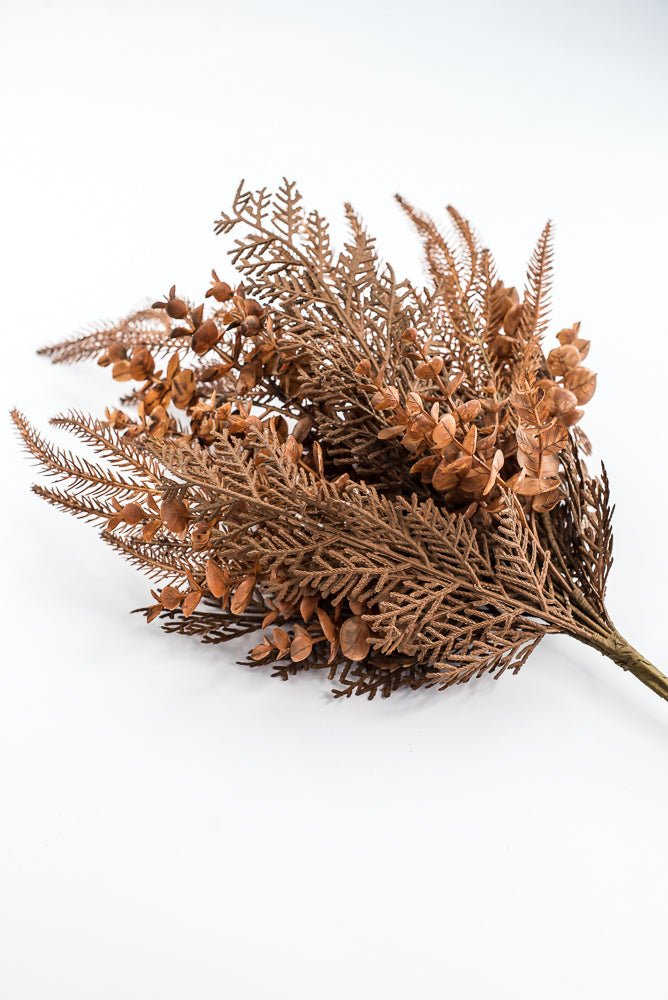 Artificial Brown Mixed Leaf & Eucalyptus Bush - 22" - Greenery MarketArtificial Flora32301-BRN