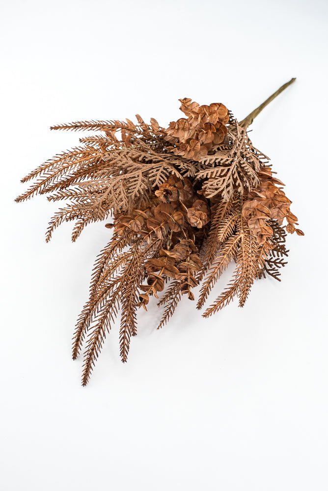 Artificial Brown Mixed Leaf & Eucalyptus Bush - 22" - Greenery MarketArtificial Flora32301-BRN