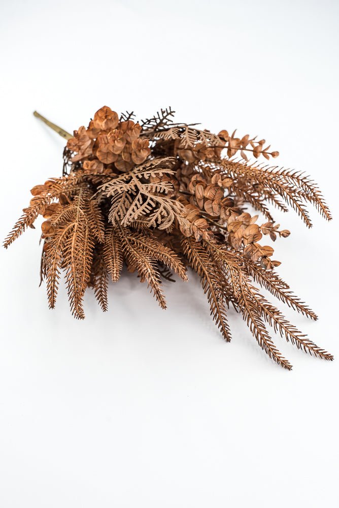 Artificial Brown Mixed Leaf & Eucalyptus Bush - 22" - Greenery MarketArtificial Flora32301-BRN