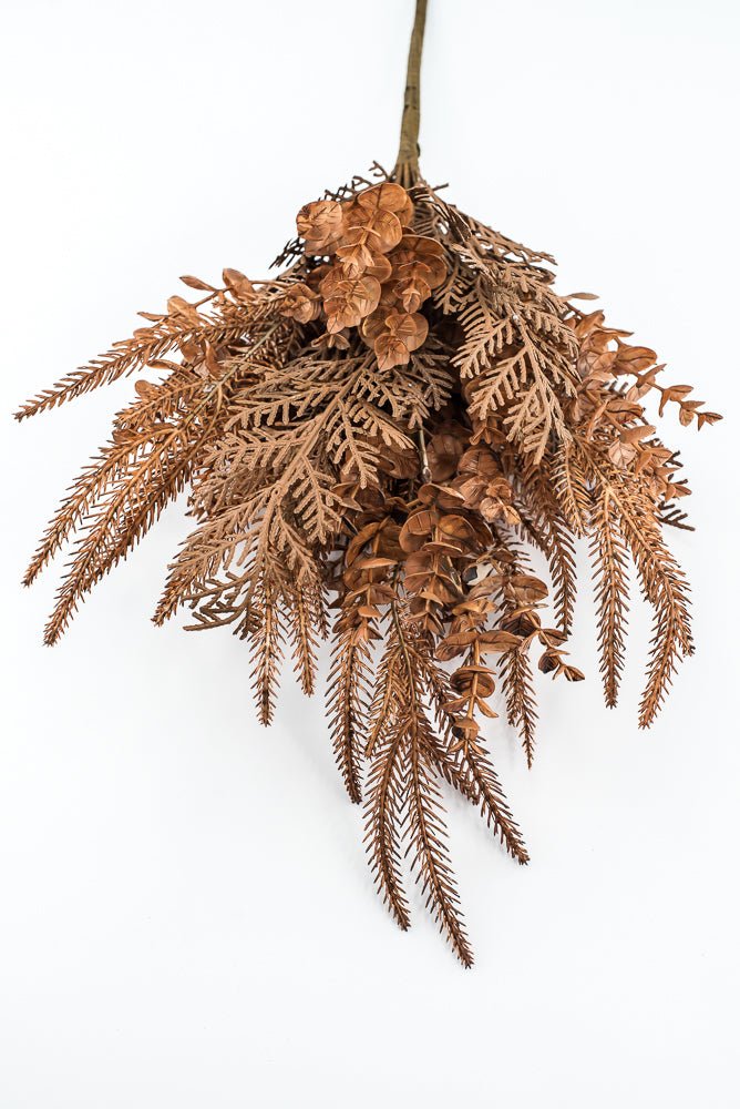 Artificial Brown Mixed Leaf & Eucalyptus Bush - 22" - Greenery MarketArtificial Flora32301-BRN