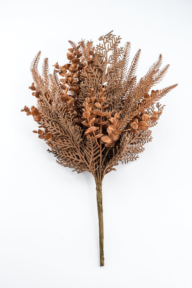 Artificial Brown Mixed Leaf & Eucalyptus Bush - 22" - Greenery MarketArtificial Flora32301-BRN