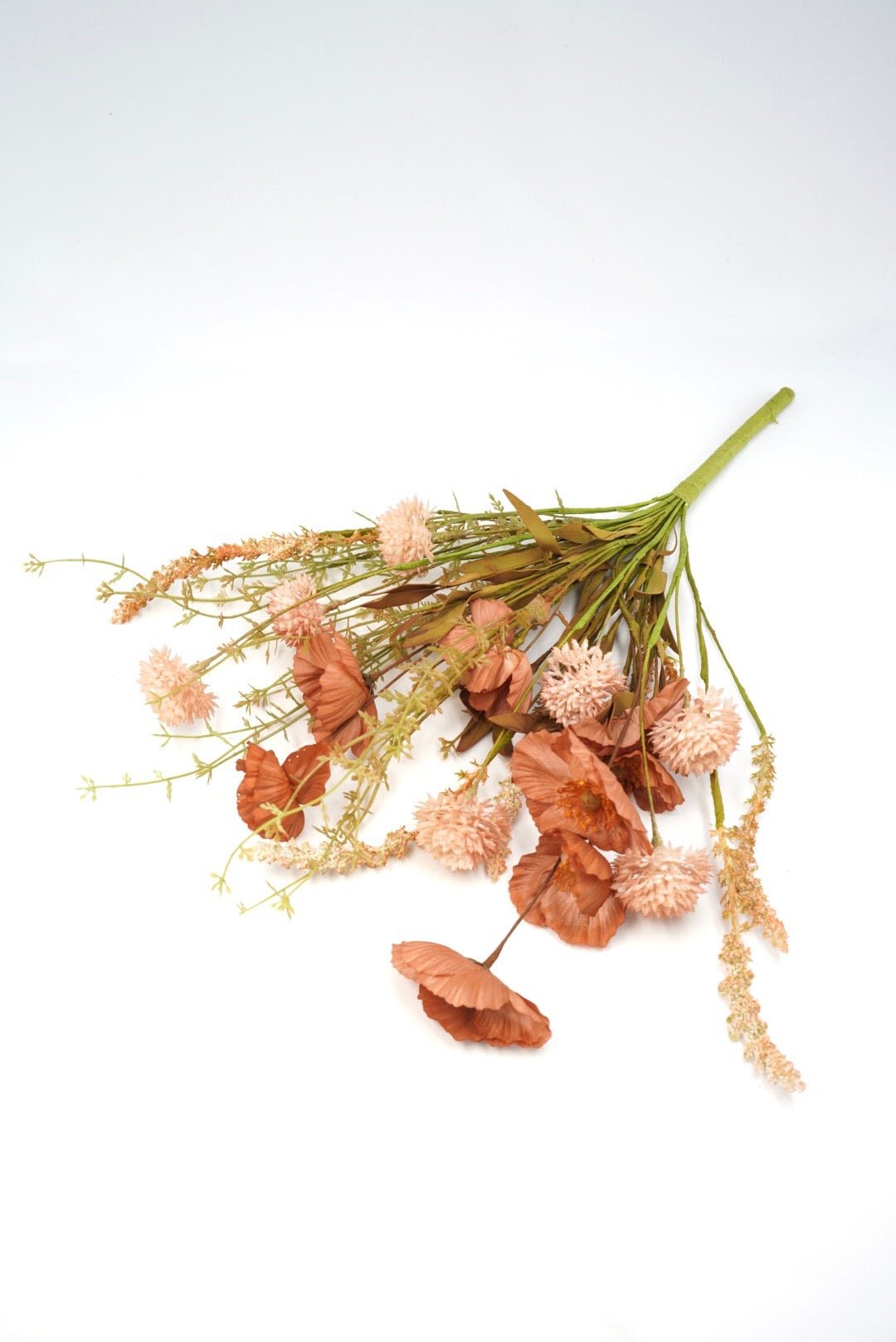 Artificial, Brown Poppy Cattail Mixed Bush - Greenery Market40375-BRN