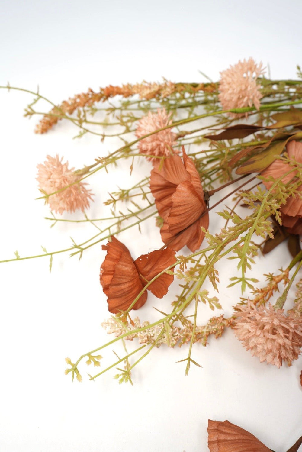 Artificial, Brown Poppy Cattail Mixed Bush - Greenery Market40375-BRN