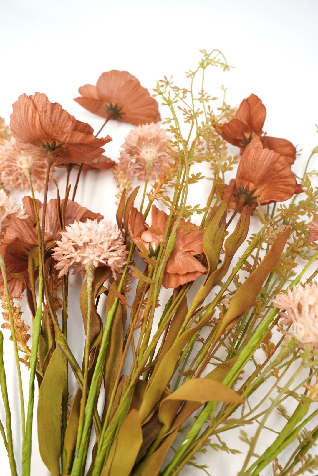 Artificial, Brown Poppy Cattail Mixed Bush - Greenery Market40375-BRN