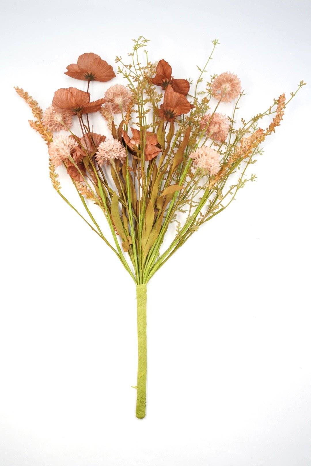 Artificial, Brown Poppy Cattail Mixed Bush - Greenery Market40375-BRN