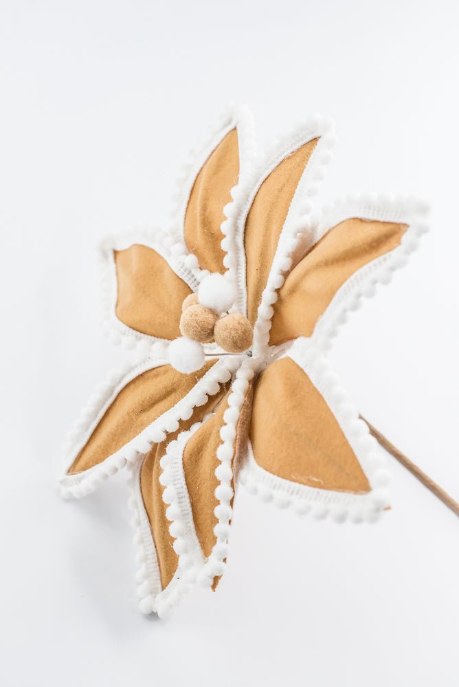 Artificial, Brown & White, Gingerbread Poinsettia Stem - 26" - Greenery MarketArtificial Flora86805BNWT