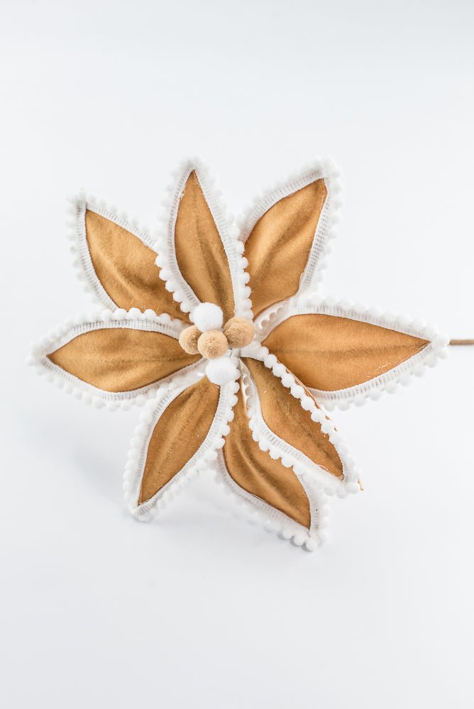Artificial, Brown & White, Gingerbread Poinsettia Stem - 26" - Greenery MarketArtificial Flora86805BNWT
