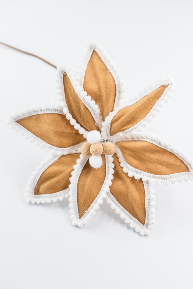 Artificial, Brown & White, Gingerbread Poinsettia Stem - 26" - Greenery MarketArtificial Flora86805BNWT