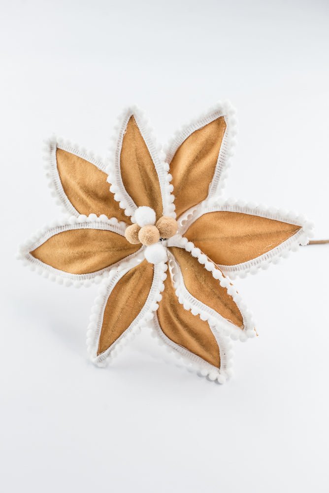 Artificial, Brown & White, Gingerbread Poinsettia Stem - 26" - Greenery MarketArtificial Flora86805BNWT