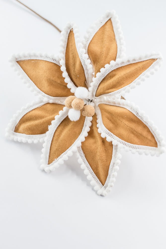 Artificial, Brown & White, Gingerbread Poinsettia Stem - 26" - Greenery MarketArtificial Flora86805BNWT
