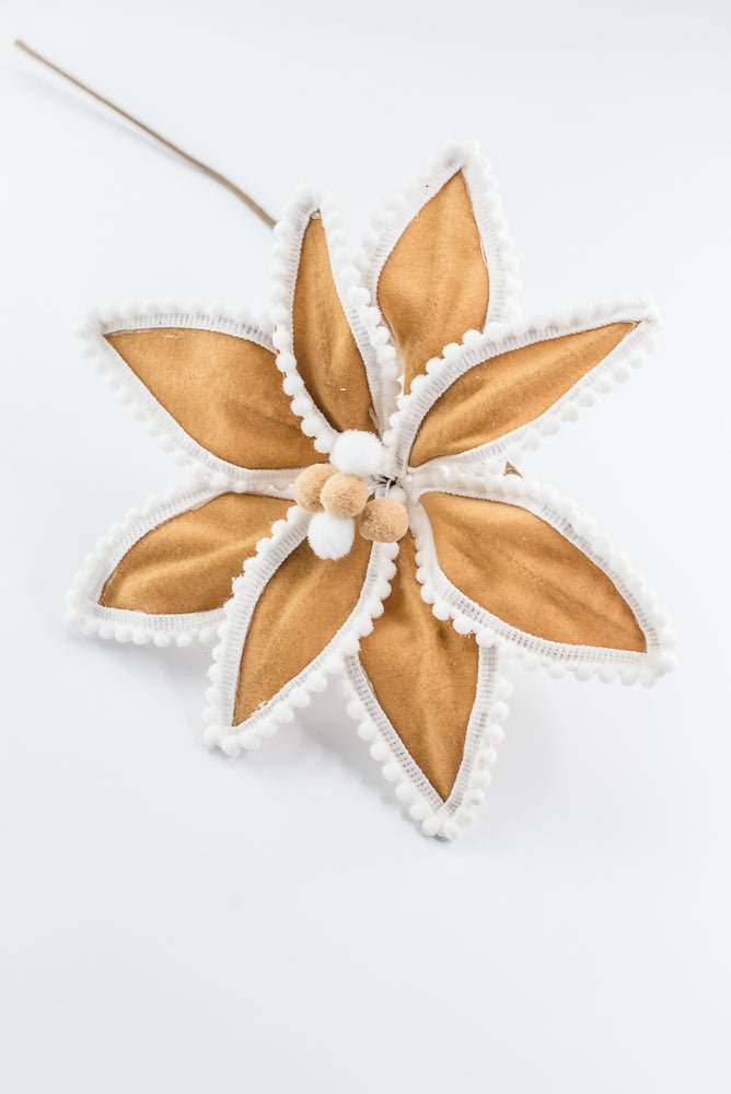 Artificial, Brown & White, Gingerbread Poinsettia Stem - 26" - Greenery MarketArtificial Flora86805BNWT
