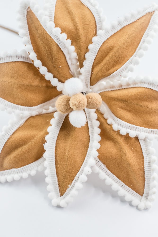 Artificial, Brown & White, Gingerbread Poinsettia Stem - 26" - Greenery MarketArtificial Flora86805BNWT