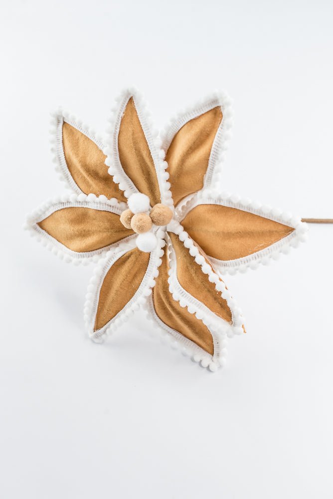 Artificial, Brown & White, Gingerbread Poinsettia Stem - 26" - Greenery MarketArtificial Flora86805BNWT