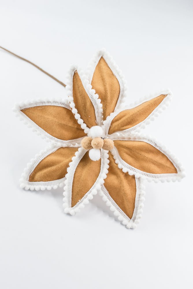 Artificial, Brown & White, Gingerbread Poinsettia Stem - 26" - Greenery MarketArtificial Flora86805BNWT