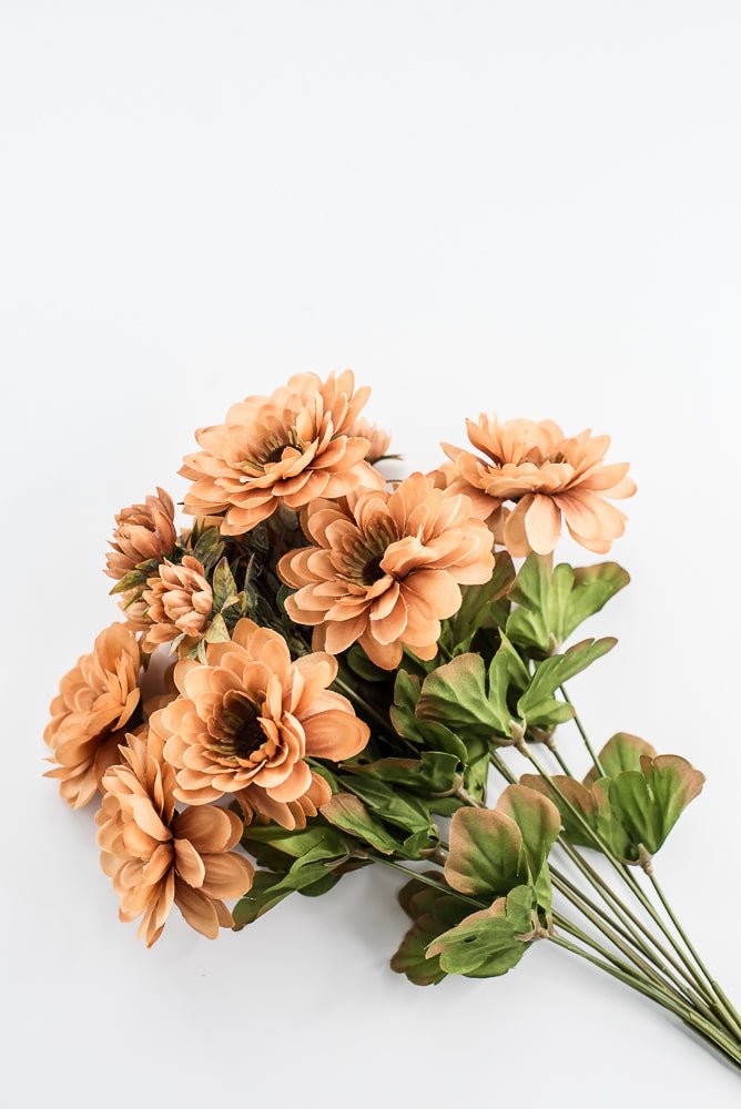 Artificial, Brown, Zinnia Bush - 17" - Greenery MarketArtificial Flora57536BN
