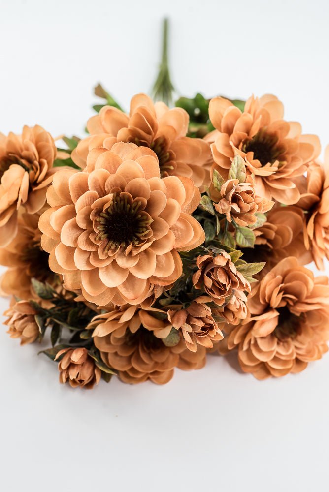 Artificial, Brown, Zinnia Bush - 17" - Greenery MarketArtificial Flora57536BN