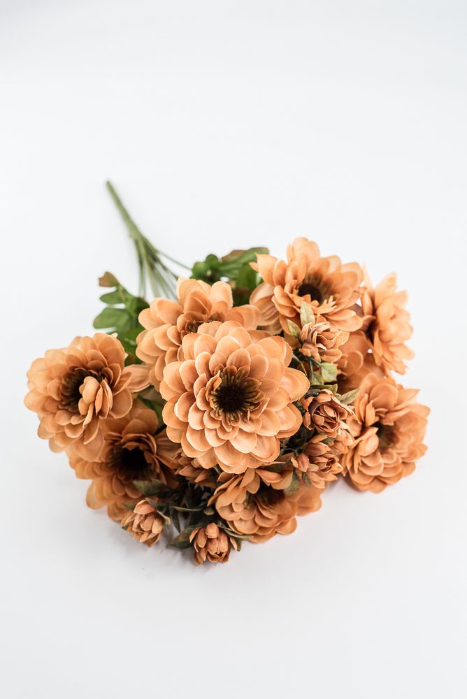 Artificial, Brown, Zinnia Bush - 17" - Greenery MarketArtificial Flora57536BN