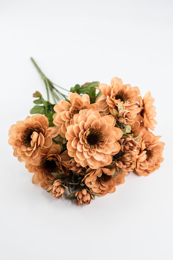 Artificial, Brown, Zinnia Bush - 17" - Greenery MarketArtificial Flora57536BN