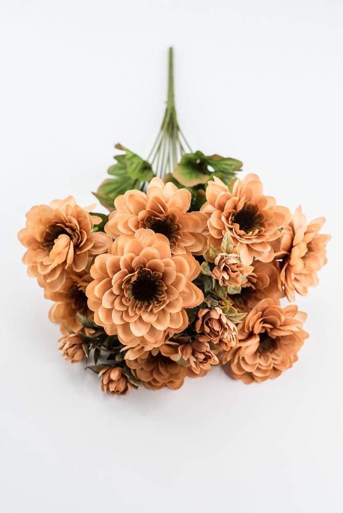 Artificial, Brown, Zinnia Bush - 17" - Greenery MarketArtificial Flora57536BN