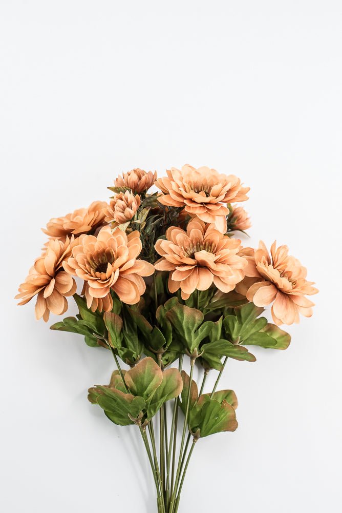 Artificial, Brown, Zinnia Bush - 17" - Greenery MarketArtificial Flora57536BN