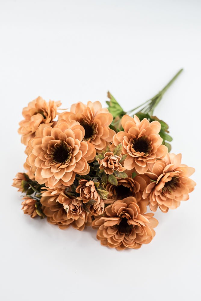 Artificial, Brown, Zinnia Bush - 17" - Greenery MarketArtificial Flora57536BN