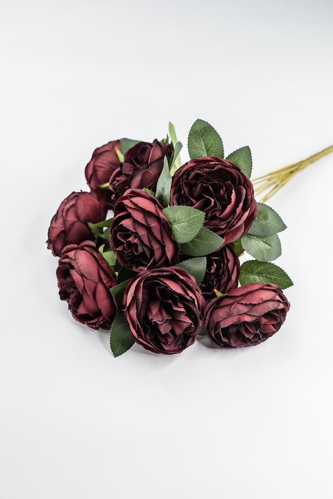 Artificial Burgundy Cabbage Rose Bush - 17.5" - Greenery MarketArtificial Flora35133BG