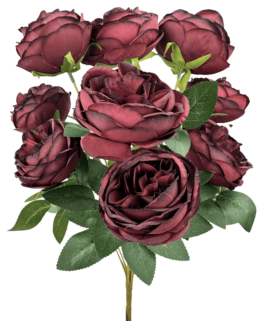 Artificial Burgundy Cabbage Rose Bush - 17.5" - Greenery MarketArtificial Flora35133BG