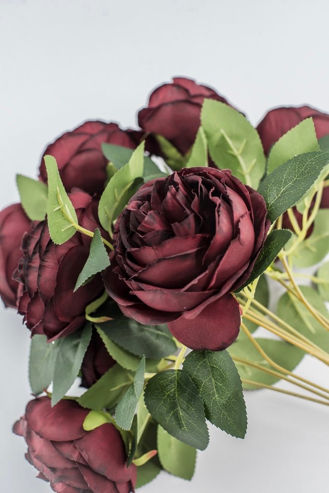 Artificial Burgundy Cabbage Rose Bush - 17.5" - Greenery MarketArtificial Flora35133BG
