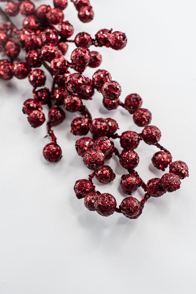 Artificial Burgundy Crabapple Spray Glitter - 29" - Greenery MarketArtificial Flowers225278