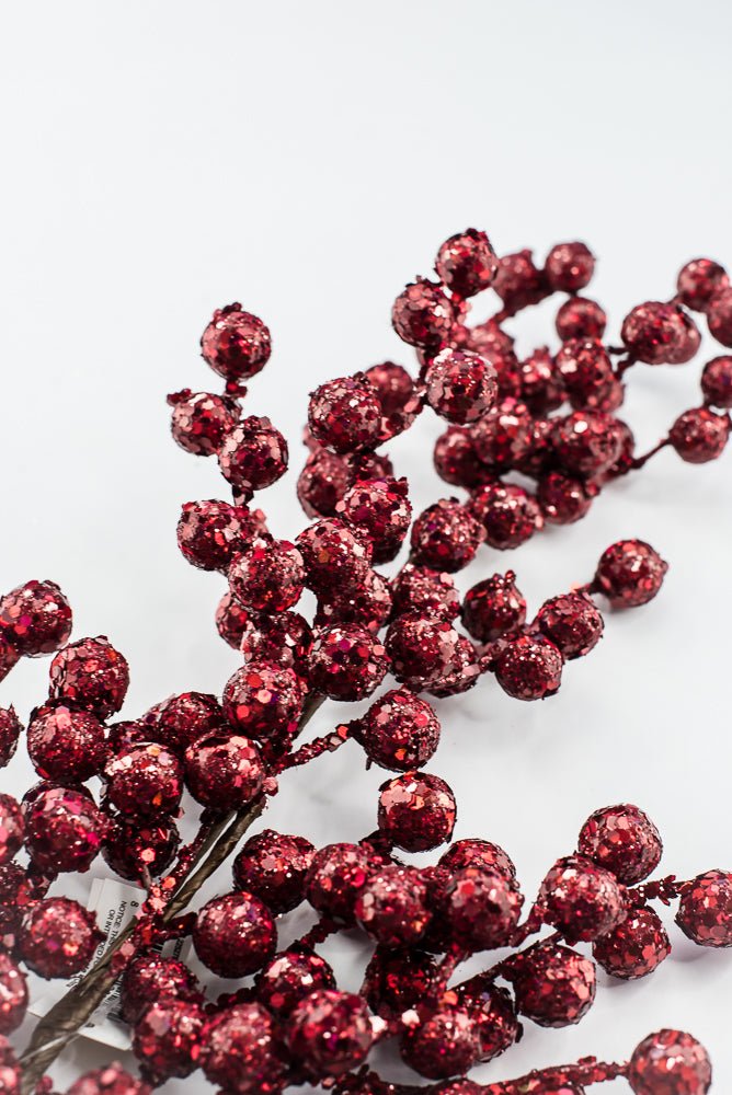 Artificial Burgundy Crabapple Spray Glitter - 29" - Greenery MarketArtificial Flowers225278