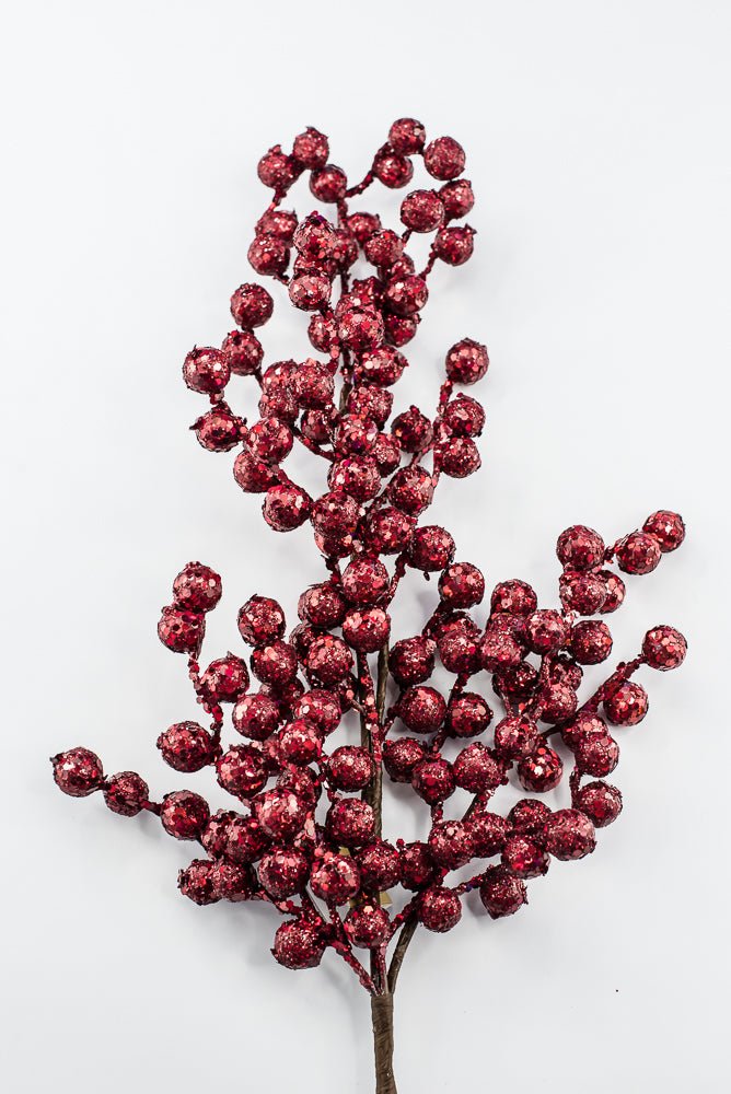 Artificial Burgundy Crabapple Spray Glitter - 29" - Greenery MarketArtificial Flowers225278