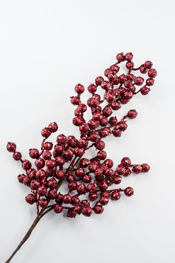 Artificial Burgundy Crabapple Spray Glitter - 29" - Greenery MarketArtificial Flowers225278