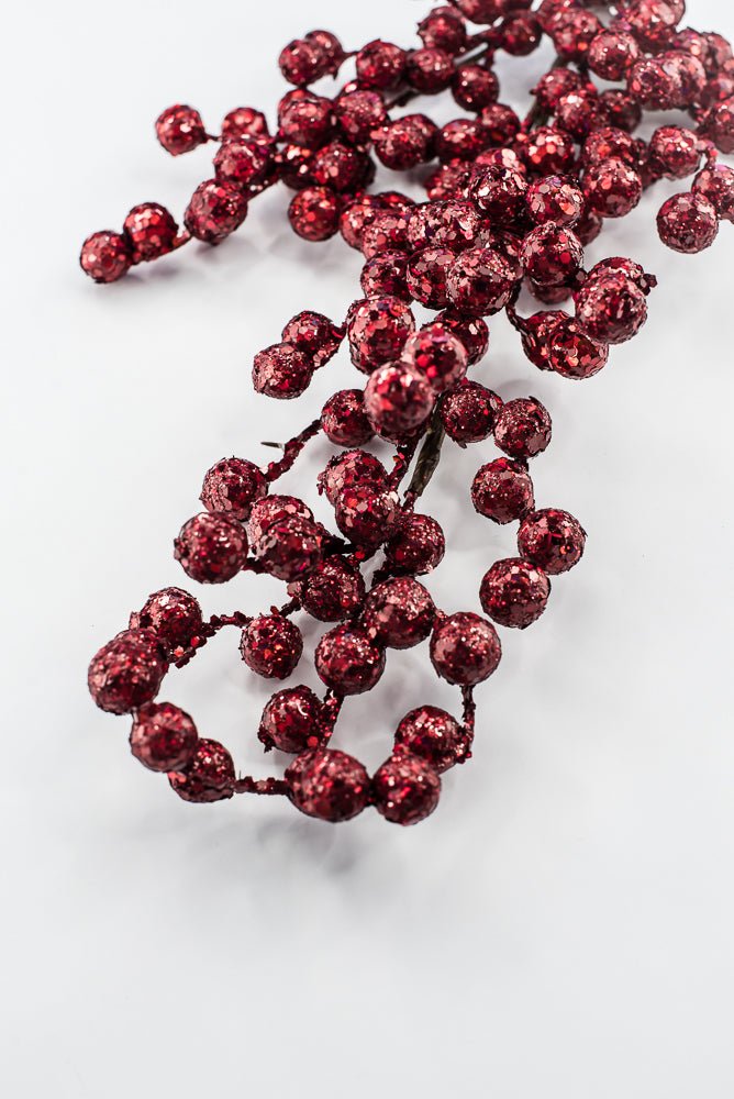 Artificial Burgundy Crabapple Spray Glitter - 29" - Greenery MarketArtificial Flowers225278