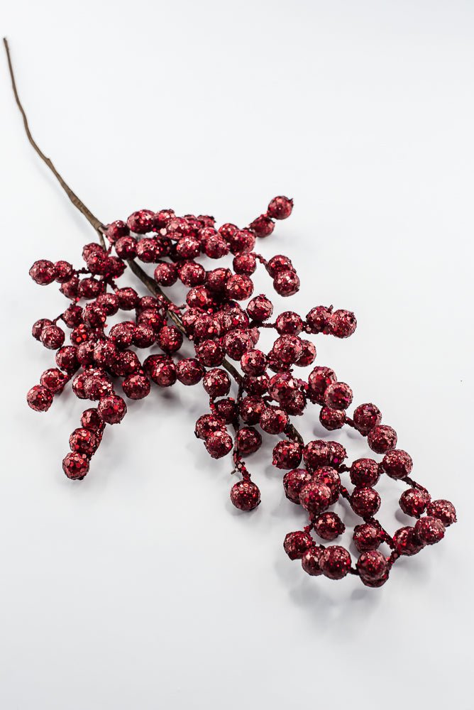 Artificial Burgundy Crabapple Spray Glitter - 29" - Greenery MarketArtificial Flowers225278