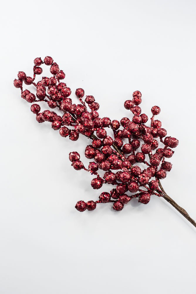 Artificial Burgundy Crabapple Spray Glitter - 29" - Greenery MarketArtificial Flowers225278