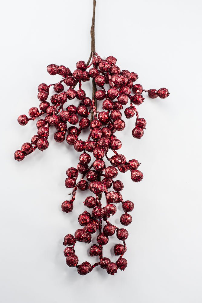 Artificial Burgundy Crabapple Spray Glitter - 29" - Greenery MarketArtificial Flowers225278
