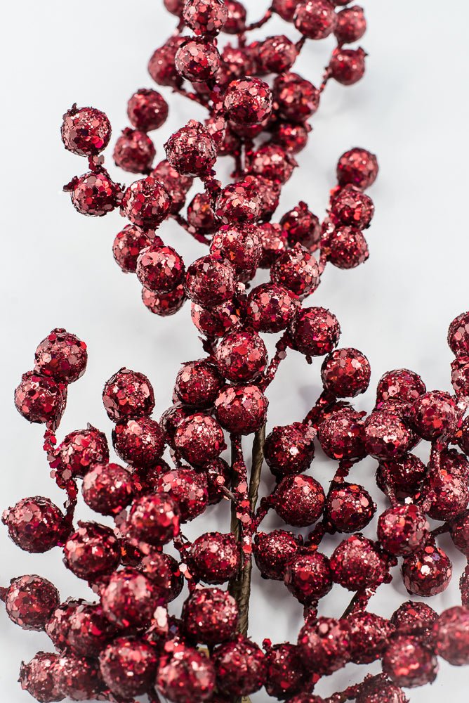Artificial Burgundy Crabapple Spray Glitter - 29" - Greenery MarketArtificial Flowers225278