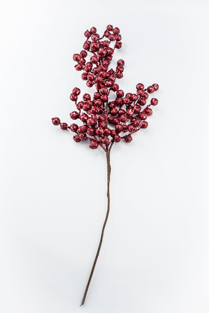 Artificial Burgundy Crabapple Spray Glitter - 29" - Greenery MarketArtificial Flowers225278