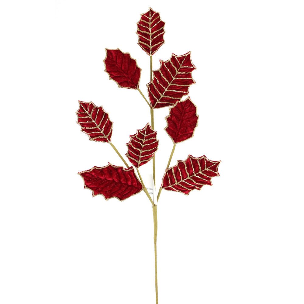 Artificial Burgundy & Gold Holly Glitter Spray - 26.5" - Greenery MarketArtificial Flowers277652