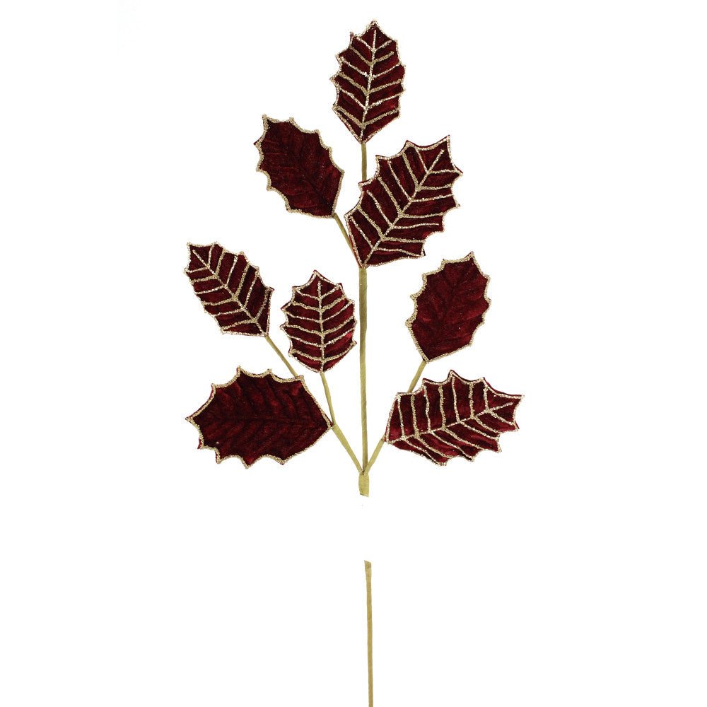 Artificial Burgundy Holly Glitter Spray - 26.5" - Greenery MarketArtificial Flowers277649