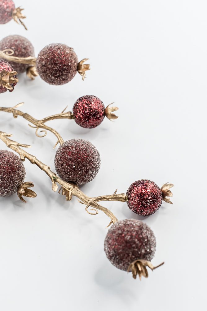 Artificial Burgundy Mixed Iced Glitter Berry Spray - 29" - Greenery MarketArtificial Flowers281078