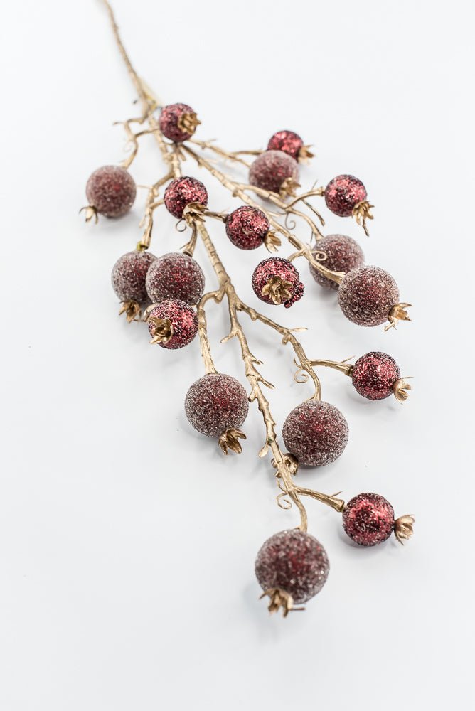 Artificial Burgundy Mixed Iced Glitter Berry Spray - 29" - Greenery MarketArtificial Flowers281078