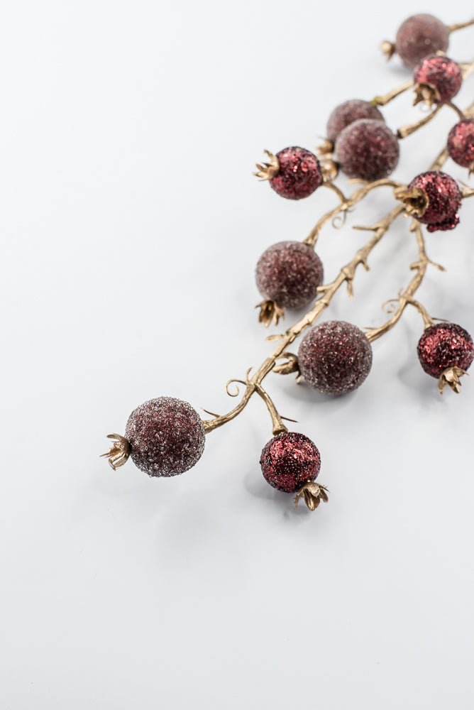 Artificial Burgundy Mixed Iced Glitter Berry Spray - 29" - Greenery MarketArtificial Flowers281078
