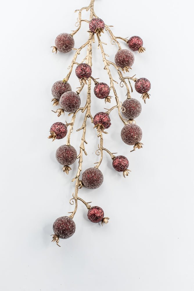 Artificial Burgundy Mixed Iced Glitter Berry Spray - 29" - Greenery MarketArtificial Flowers281078