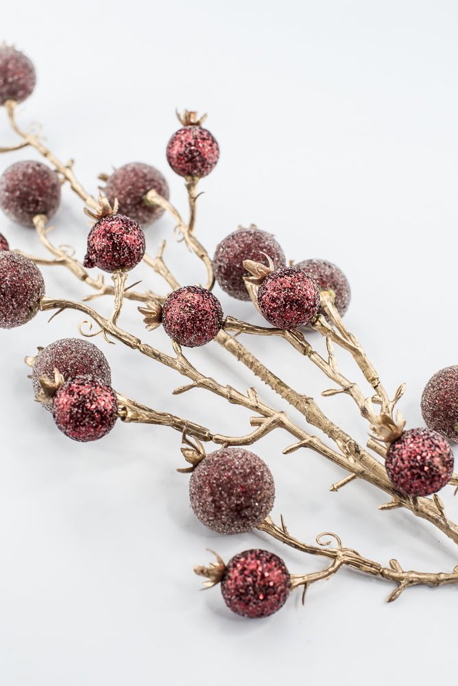 Artificial Burgundy Mixed Iced Glitter Berry Spray - 29" - Greenery MarketArtificial Flowers281078