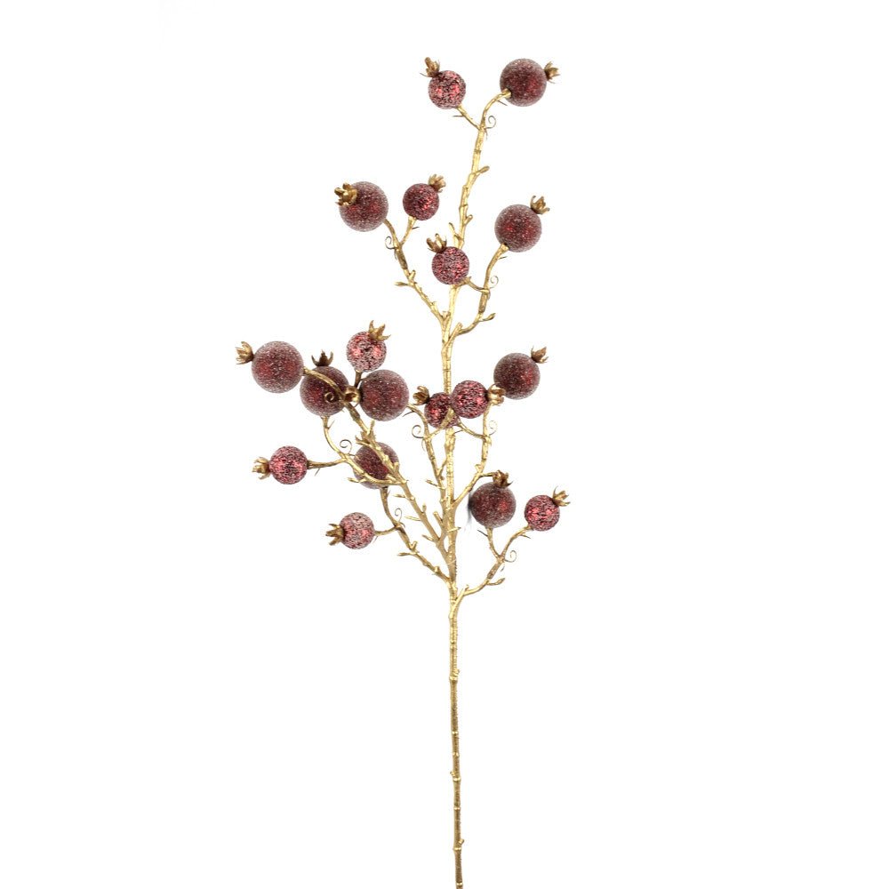 Artificial Burgundy Mixed Iced Glitter Berry Spray - 29" - Greenery MarketArtificial Flowers281078