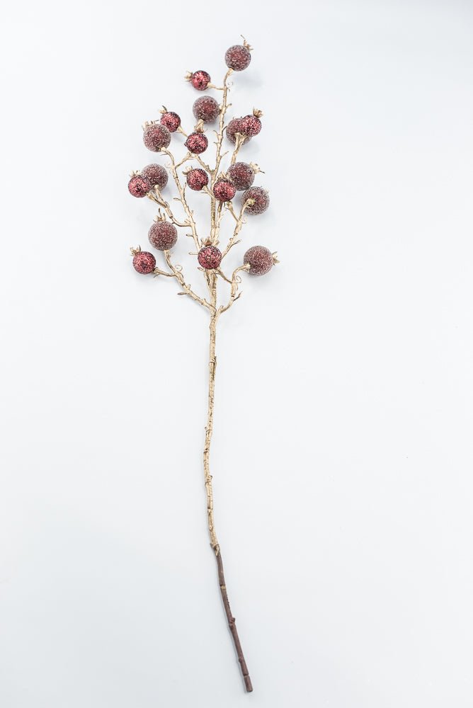 Artificial Burgundy Mixed Iced Glitter Berry Spray - 29" - Greenery MarketArtificial Flowers281078