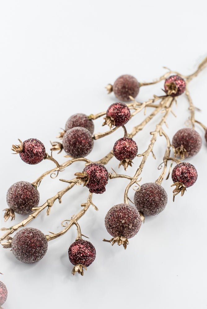 Artificial Burgundy Mixed Iced Glitter Berry Spray - 29" - Greenery MarketArtificial Flowers281078