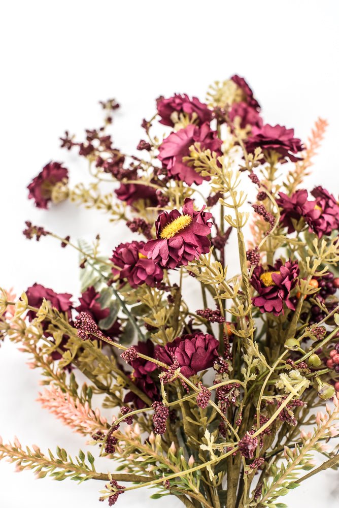 Artificial Burgundy Mixed Wild Daisy Berry Bush - 20" - Greenery MarketArtificial Flora65890-BG